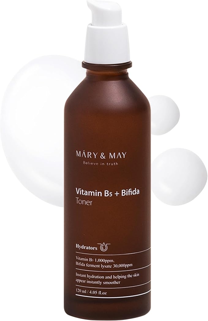 Mary&May Vitamin B5 + Bifida Toner - Nourishing Face Toner for Enhanced Skin Barrier Strength and Moisture Retention - 30,000ppm Bifida Fermentation & 1,000ppm Vitamin B5, 4.06 fl.oz.