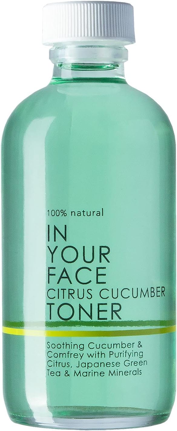In Your Face Phyto-Biotic Balancing Toner Essence — Probiotic, Alcohol-Free Hydrating Toner with Cucumber, Green Tea & Citrus — Soothing Microbiome Essence with Fermented Sea Minerals — 2 oz