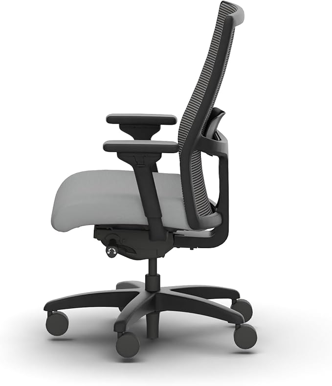 HON Ignition 2.0 Big and Tall Office Chair, 450lbs Weight Capacity, Extra Wide Seat, Tilt Recline, Swivel Wheels, Heavy Duty Office Chair, Comfortable for Long Hours, Black Frame, Ash
