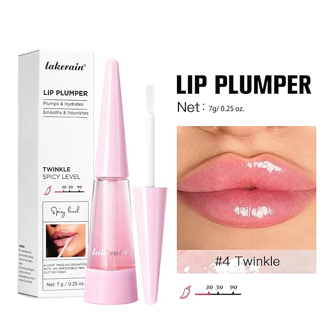 Instant Plumping & High-Shine Gloss Plumping Lip Oil - Ultra-Hydrating & Nourishing, Glossy Finish Lip Glow Oil, Instant Volumizing Effect, Smooth, Soft, Juicy Lips (#4 Twinkle)