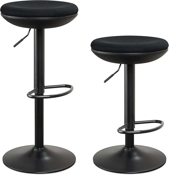 IWMH Standing Desk Stool, Ergonomic Adjustable Height Office Chair, Round 360° Swivel Sit Perching Stool Without Backrest for Bedroom, Kitchen, Living Room (Black*2)