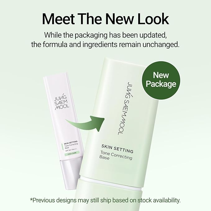 JUNG SAEM MOOL Skin Setting Tone Correcting Base 1.35 Fl Oz, Green Tone Redness Corrector Makeup Primer, Soothing Cica Formula, Flawless Base for Even Skin Tone, Long-Lasting Hydration, Korean Makeup