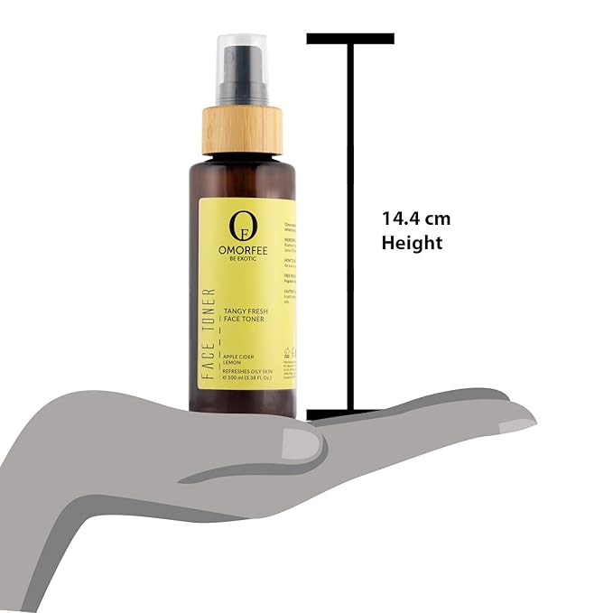 OMORFEE Organic Tangy Fresh Face Toner | Face Toner For Oily Skin | Apple Cider, Lemon Oil, Green Tea Extract, Aloe Vera, Tea Tree Oil | 100 ml / 3.38 Fl. Oz.