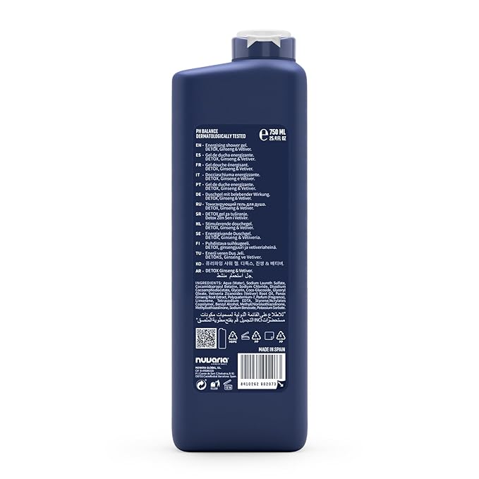 Dicora Urban Fit Purifying Shower Gel - Energizing with Ginseng and Vetiver - Hydrating Women and Mens Body Wash - Natural Ingredients - 25.4 oz