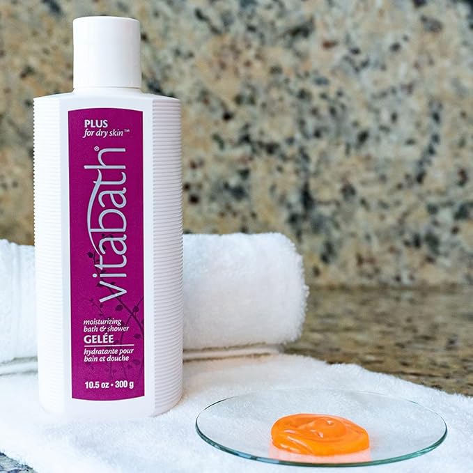 Vitabath Plus For Dry Skin Moisturizing Bath & Shower Gel Wash Nourishing Replenishing Oils Deeply Hydrate & Soothe Dryness - Body Cleanser Skin Restore & Foaming Gelee - 10.5 oz