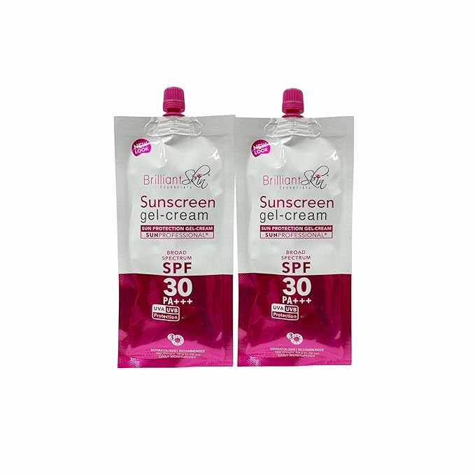 Generic 2 Sachets Brilliant Skin Essentials Sunscreen Gel-Cream UVA/UVB Protection SPF 30, 50g, 1.7 Ounce (Pack of 1)