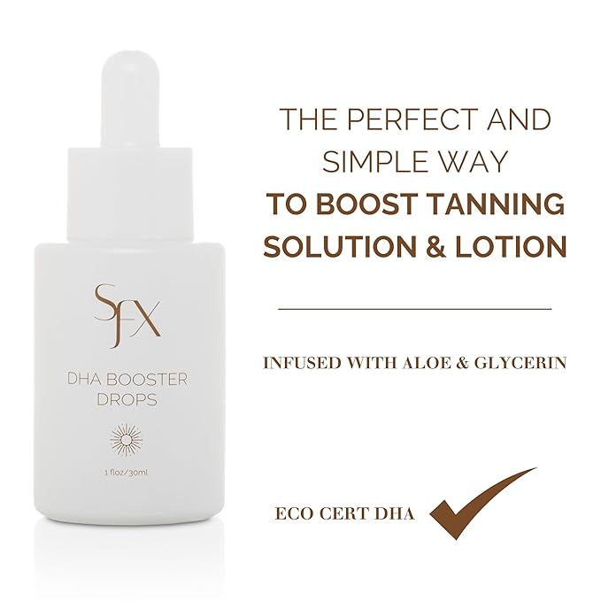 SunFX DHA Tanning Drops - Customizable Self-Tanning Drops for Lotions & Spray Tanning Solutions - Professional-Grade Formula for Natural, Streak-Free Glow - Vegan, Cruelty-Free, 1oz