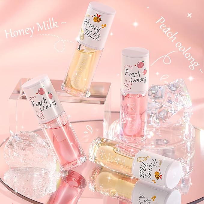 2Pcs Crystal Jelly Lip Oil Moisturizing Hydrating Lip Care Hydrating Lip Gloss Tinted Lip Balm, Long Lasting & Nourishing Lip Glow Oil, Non-sticky Fresh Texture