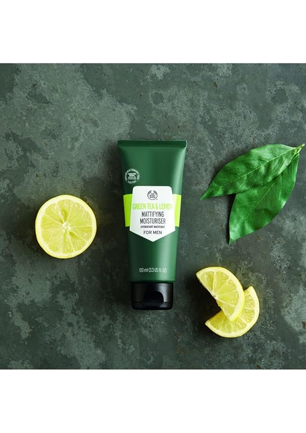 The Body Shop Green Tea & Lemon Mattifying Moisturizer for Men | Hydrating Face Cream with Aloe Vera | Vegan, for All Skin Types, 100 ml / 3.3 oz