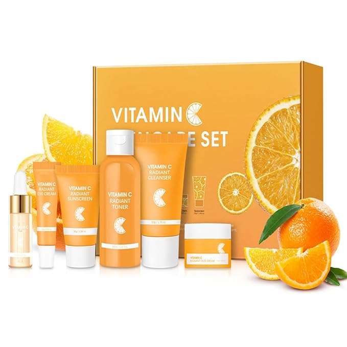 Vitamin C Skin Care Set – Ordinary Daily Care Facial Kit Hydrating & Pore-Minimizing Kit Daily Glow Routine | Cleanser Toner Serum Eye Cream Face Cream 6PCS
