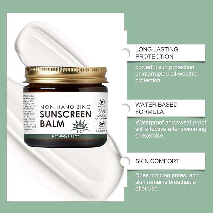 Beef Tallow Sunscreen - Beef Tallow and Zinc Sun Balm, Grass Fed Beef Tallow with SPF 50, Non-Nano Zinc Oxide Sunscreen, Natural Sunscreen Tallow Moisturizer for All Type Skin (1PC)