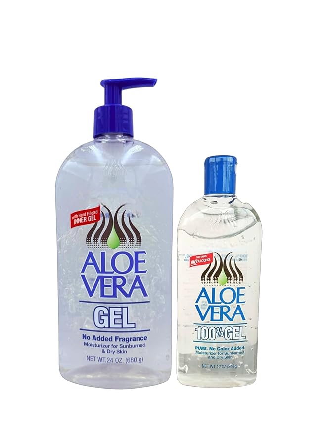 Pure Aloe Vera Gel Set 12oz + 24 oz – For Face, Hair & Body – Soothing Sunburn Relief, Hydration & Skin Repair – No Added Colors or Fragrances