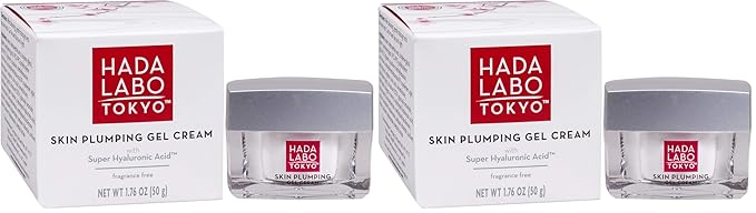 Hada Labo Tokyo Plumping Gel Cream,Facial Moisturizer,Clinically Proven to Provide 24-Hour Moisture in Use,Super HyaluronicAcid,Ceramides,Collagen,No Parabens,Dyes or Fragrance,1.76 oz,(Pack of 2)