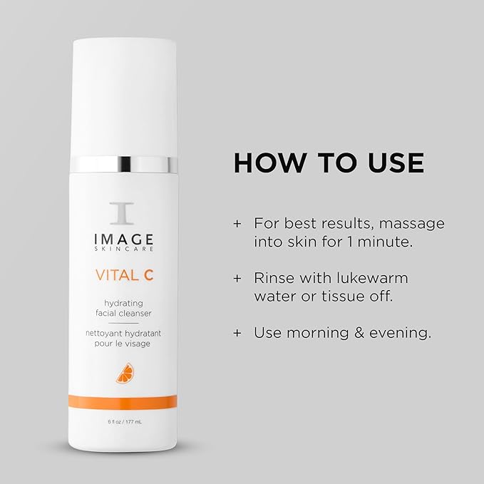 IMAGE Skincare, VITAL C Hydrating Facial Cleanser, Gentle Face Wash with Vitamin C, E and A, 6 fl oz