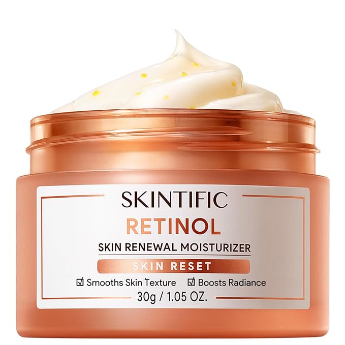 Retinol Skin Renewal Moisturizer, Retinol Cream for Face, Blemish Care, Oil Control & Pore Minimizing, Lightweight, Fragrance-Free, Night Cream for All Skin Types from Age 20+, 1fl.oz / 30g