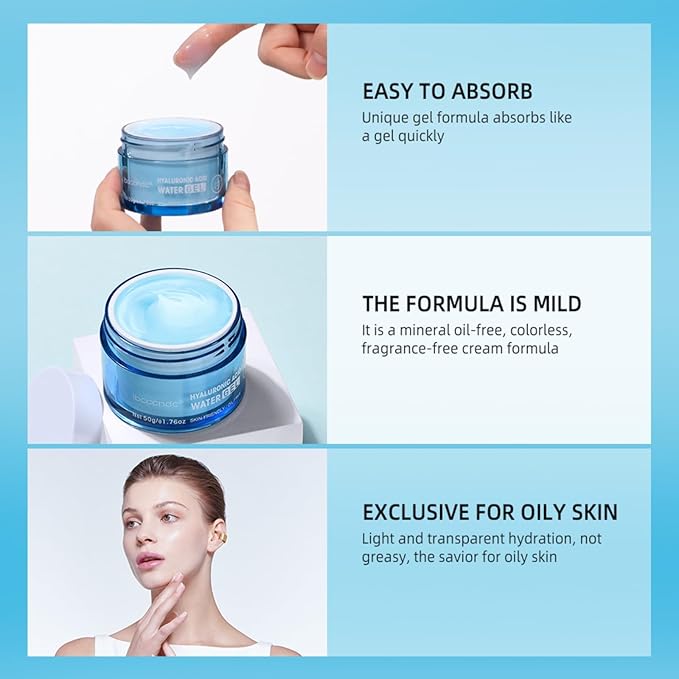 Hydro Boost Hyaluronic Acid Water Gel,Face Moisturizer For Oil Skin,Hyaluronic Acid Formula Combines With Water for Long-lasting Moisturization and Plumped Up Skin-1.76Oz (Water Gel)