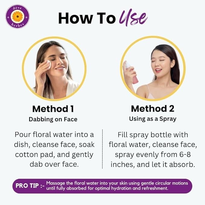 Deve Herbes Pure Lavender Floral Water (Hydrosol)(Lavandula Augustifolia) Natural Therapeutic Grade for Skin - 100ml (3.38 oz)