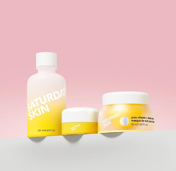 Saturday Skin Yuzu Vitamin C Toner for Dryness Dullness Face and Yuzu Vitamin C Lip Mask Overnight Lip Sleeping Mask Moisturizing for All Skin Types