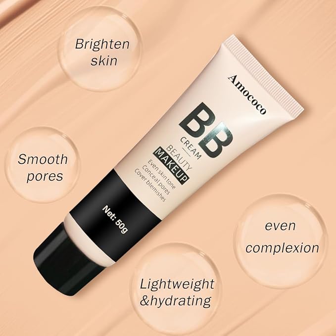 BB Cream, Long-Lasting Natural Beauty Makeup, 50g, 18-Hour Wear, Even Skin Tone & Pore Concealing (Natural)