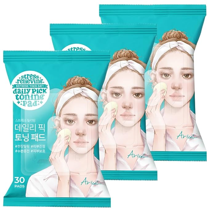 Ariul Daily Pick Toning Pads – Hydrating & Soothing Toner Pad with 50% Centella Asiatica, Dual-Sided Vegan Pad for Gentle Exfoliation, Korean Skincare (30 Pads x 3 Pack)