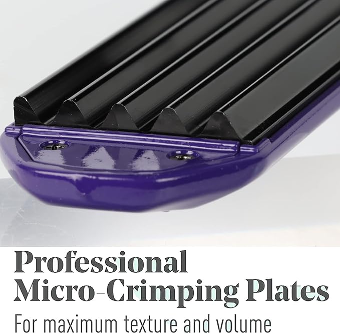 MBHAIR Ceramic Crimper Iron for Volumizing Fluffy Hairstyle, Corrugation Crimper Hair Iron, Anti Static Ceramic Hair Crimping Iron Adjust Temperature (Purple)