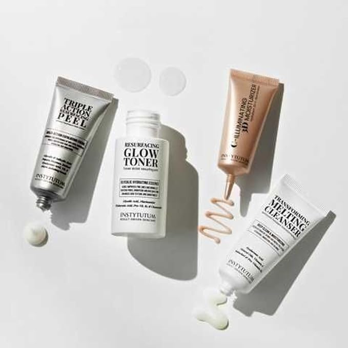 Instytutum GlowStart Travel-Size 4-Step Daily Skincare Set, Cleanser, Toner, Resurfacing Gel, Hydrating Cream, TSA-Friendly Radiance Routine Kit