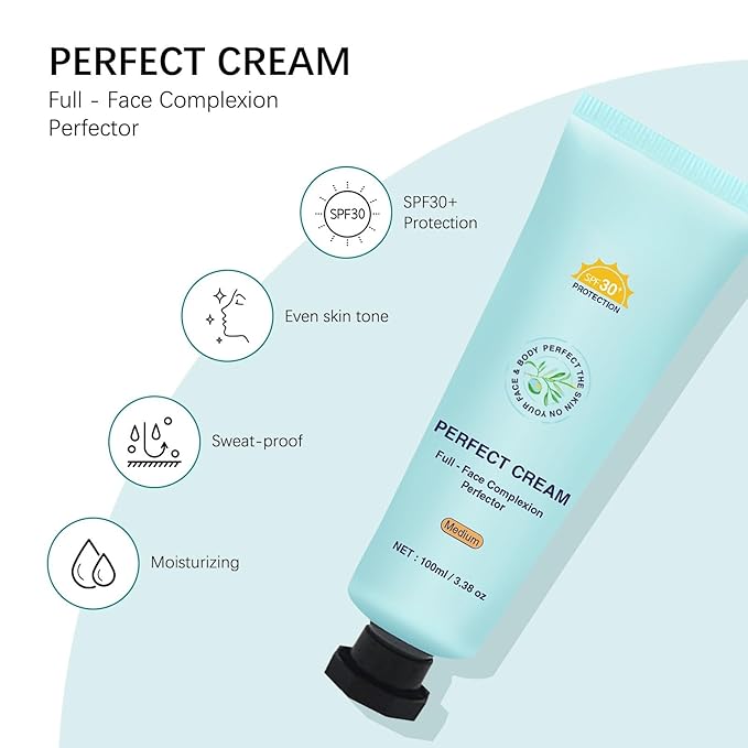 Tinted Sunscreen for Face SPF30+ 100ml Each - Full - Face Complexion Perfector - Sweat - Proof & Moisturizing (Medium)