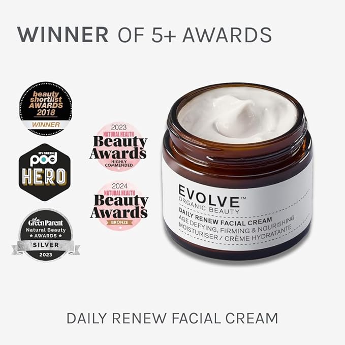 Evolve Organic Beauty - Natural Daily Renew Facial Cream | Small-Batch, Vegan Clean Beauty (2 oz | 60 mL) Packaging May Vary