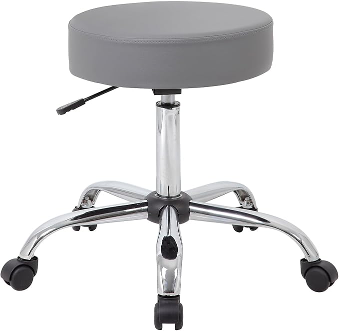 Boss Office Products Adjustable Upholstered Medical Stool in Grey (B240-GY)