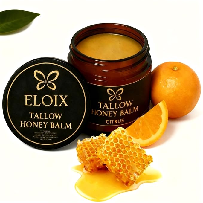 Tallow Honey Balm, Beef Tallow for Skin, Organic Grass Fed Beef Tallow Balm with Raw Honey, Moisturizing Cream for Soft, Natural Body Moisturizer for All Skin Types