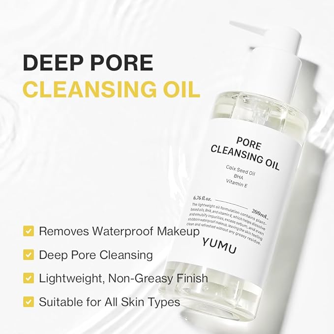 YUMU Glow Essential Set, 4-Step Skincare Routine for Sensitive Skin, Double Cleansing with Cleansing Oil & Cleanser, Essence Toner & Zinc Cream, Korean Skincare