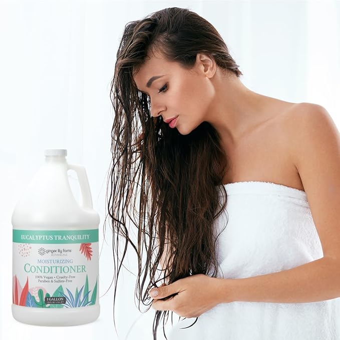 Ginger Lily Farms Botanicals Moisturizing Conditioner for Dry Hair, Eucalyptus Tranquility, 100% Vegan & Cruelty-Free, 1 Gallon (Pack of 4)