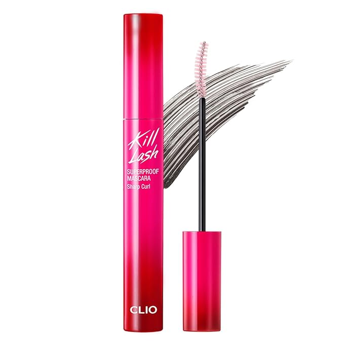 CLIO Kill Lash Superproof Mascara, Waterproof Curling Mascara with Elastic Brush, Root-Lifted Definition, Smudge-Resistant Long Wear, Natural Clean Lash Finish (010 Sharp Curl)