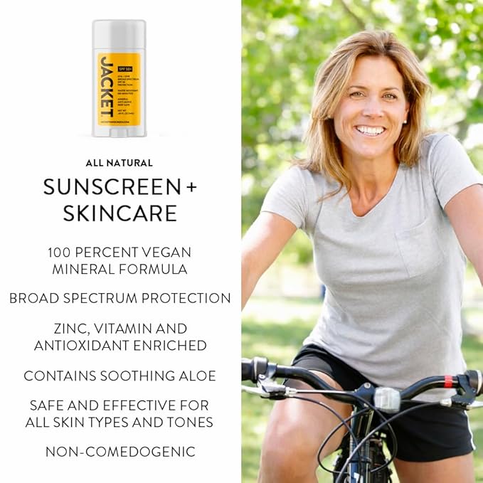 SPF 50+ Mineral Sunscreen Stick for Face & Body, Broad Spectrum UVA/UVB Protection, Water-Resistant Non-Comedogenic Sunblock, Vegan Zinc Oxide Formula with Moisturizing Oils, Travel-Friendly Solid SPF