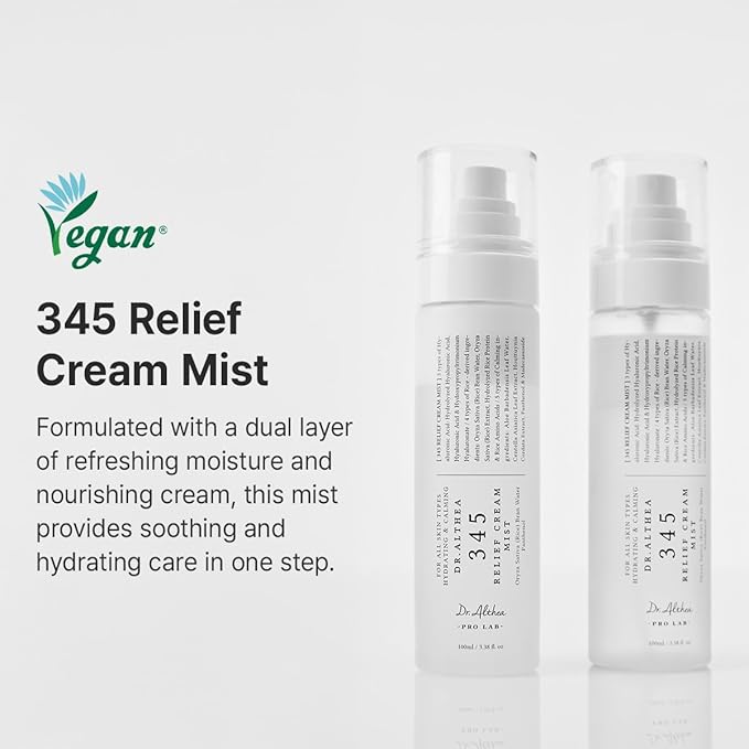 Dr.Althea 345 Relief Cream Mist | Hydrating Facial Mist with Rice Extract | Soothing Care for Sensitive Skin | Vegan Korean Skincare, 2.02 Fl Oz