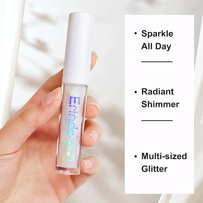 Erinde Liquid Glitter Eyeshadow Eyeliner, Metallic Shimmer Glitter Eyeshadow Liner, High Pigment Colored Eyeliner, Waterproof Long Lasting Sparkle Eye Makeup for Women, Star Silver
