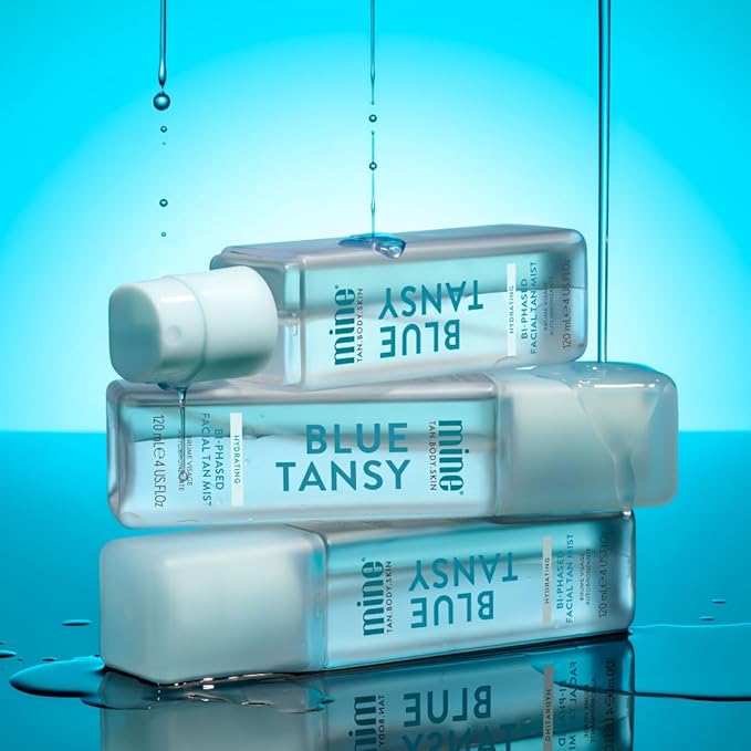 Minetan Clear Face Tan Mist | Blue Tansy Oil Infused Facial Self Tanning Spray - Gradual Fake Tanner with Hydrating Skin Care, Cool Toned, Natural Sunless Bronze Glow, Quick Shake to Best Apply