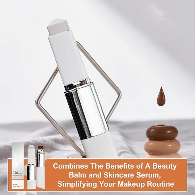 Blanc Cover Cream Stick - Korean Color-Changing Foundation Stick with Detachable Brush, Buildable Coverage, Hydrating Makeup for Flawless & Smooth Skin, Tattoo Cover Up Makeup (lvory white)