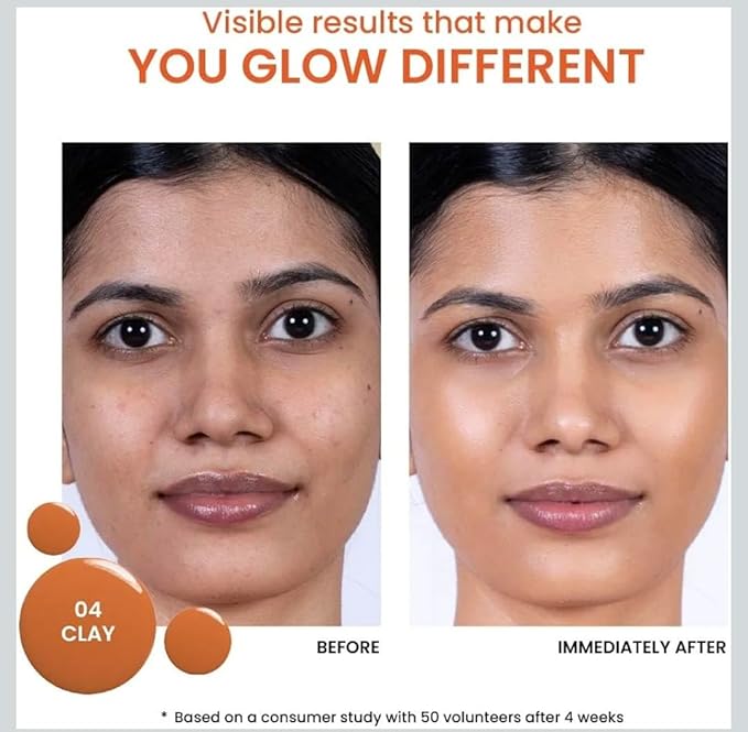 Fox..tale Perfect Match Tinted Fluid Sunscreen SPF 50 PA++++, Clay Shade with Niacinamide and Vitamin E, UVA/UVB Protection, Blurs Pores, Evens Tone, Non-Oily Glow, All Skin Types, 1.69 oz