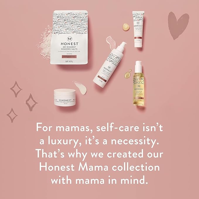 The Honest Company Mama Hydrating and Soothing Glow On Body Belly Oil,Plant Based Hypoallergenic,Fragrance-Free,4.2 fl oz,(Pack of 2)