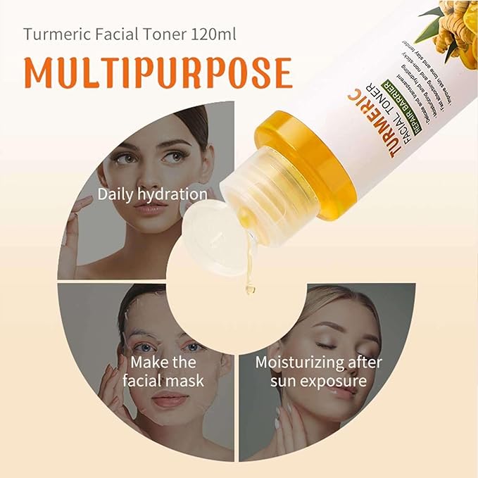 Turmeric Toner,Skin Balancing & Pore-Reducing Toner,Smoothing,Hydrating Toner for Diminished Dullness and Fine Lines,Anti-Aging Tumeric Toner for Face(120ml/4.22f1.0z)