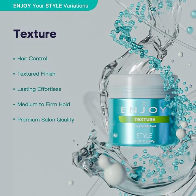 Enjoy Texture, Strong Enduring Hold Styling Wax for Separation and Definition, Versatile Professional Control for All Hair Types, 2.0 Oz