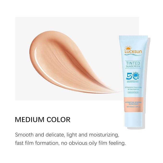 Tinted Sunscreen for Face, SPF 50 2 Pack - Face Sunscreen Lotion,UV Defense, Moisturizing, Travel Size, Medium (50ML)