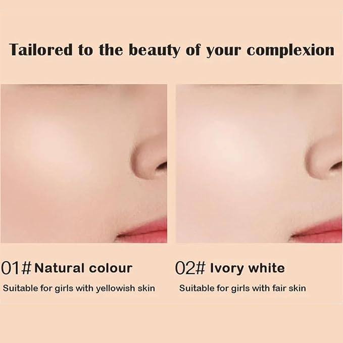 QUROXO Wonderninelife Beauty Cream, Beauty Linasi Clear Cover Beauty Cream, Beauty Cream Base,Mushroom Head Air Cushion Cc Cream, Moisturizing Concealer, Long Lasting (Nature)