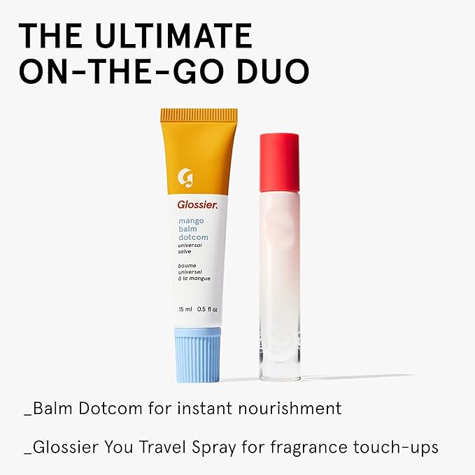 Glossier Balm Dotcom Hydrating Tinted Lip Balm - Universal Salve, Up to 12Hr Moisture for Dry Lips, Cuticles & Skin - Lanolin, Beeswax & Castor Oil - Mango, Tropical Peach Tint, 15ml