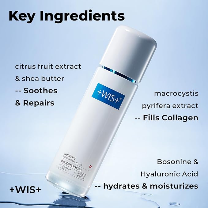 +WIS+ Luxurious Hydrating Collagen Booster Toner with Bosonine and Hyaluronic Acid for Dry, Pores and Uneven Skin to Deep Moisturizing, Pore Minimizing, Soothing and Firming(4 fl.oz/120 ml)