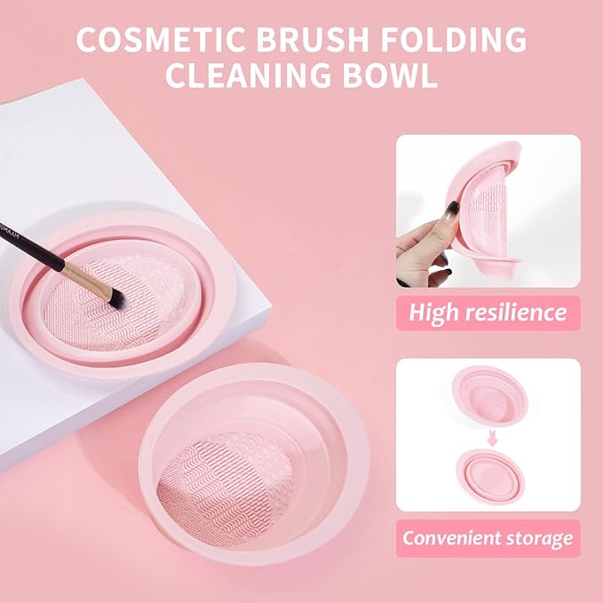 MAANGE Makeup Brush Set 49 Pcs Makeup Tool Set Premium Synthetic Foundation Powder Concealers Eye shadows Blush Makeup Brushes (Pink, 49 Piece Set)