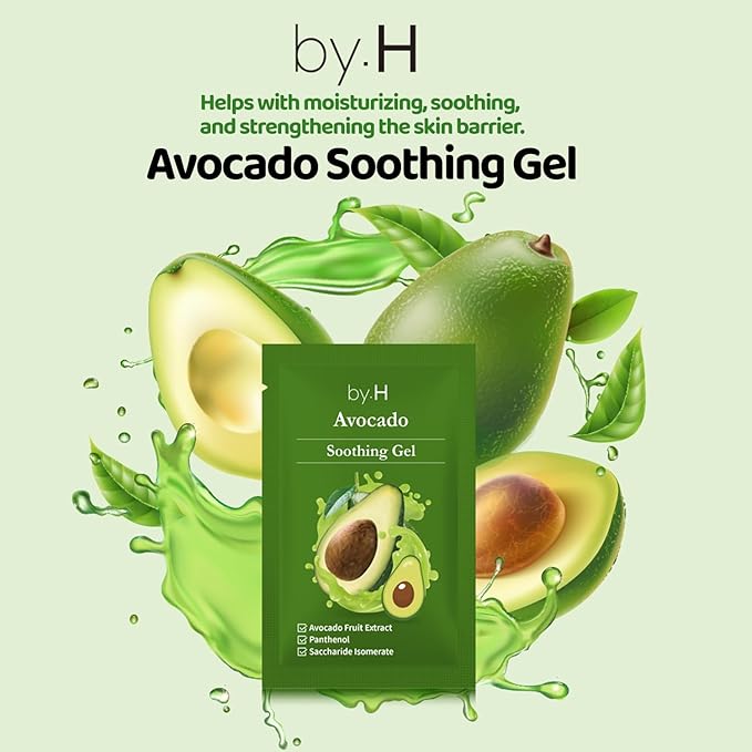 by.H Avocado Soothing Gel (30 PCS) - Moisturizer for Skin Elasticity & Vitality with Avocado Extract - Non-Sticky, Hydrating Formula for Collagen Production & Nourishment - Ideal for Daily Use