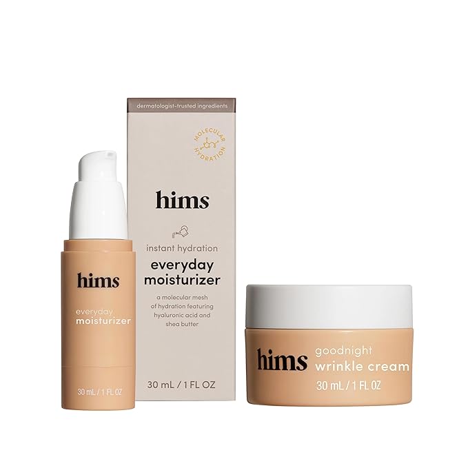 hims Everyday Moisturizer for Men - Hydrating Men's Face Moisturizer with Hyaluronic Acid and Shea Butter - 1 fl oz & hims Goodnight Wrinkle Cream - Hydrating Men's Face While You Sleep - 1 fl oz