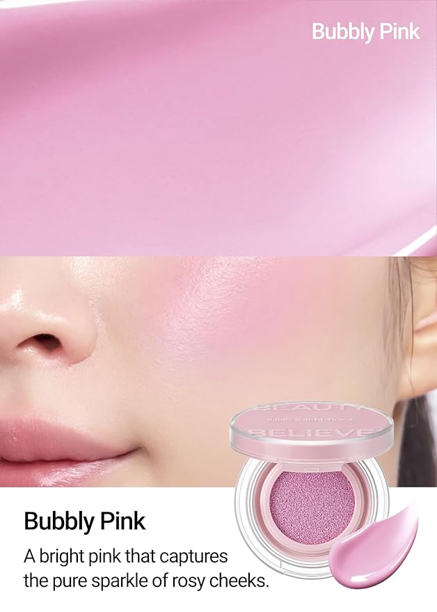 JUNG SAEM MOOL Artist Cushion Blush | Easy to Blend with Puff, Buildable Liquid Blush for Cheeks with a Natural & Dewy Finish, Korean Makeup (Dewy | Bubbly Pink)